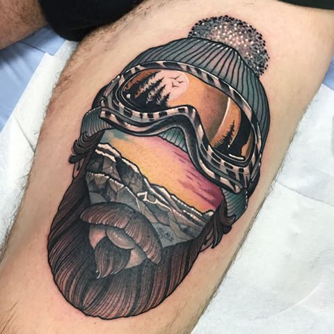 Bearded Snowboarder Tattoo