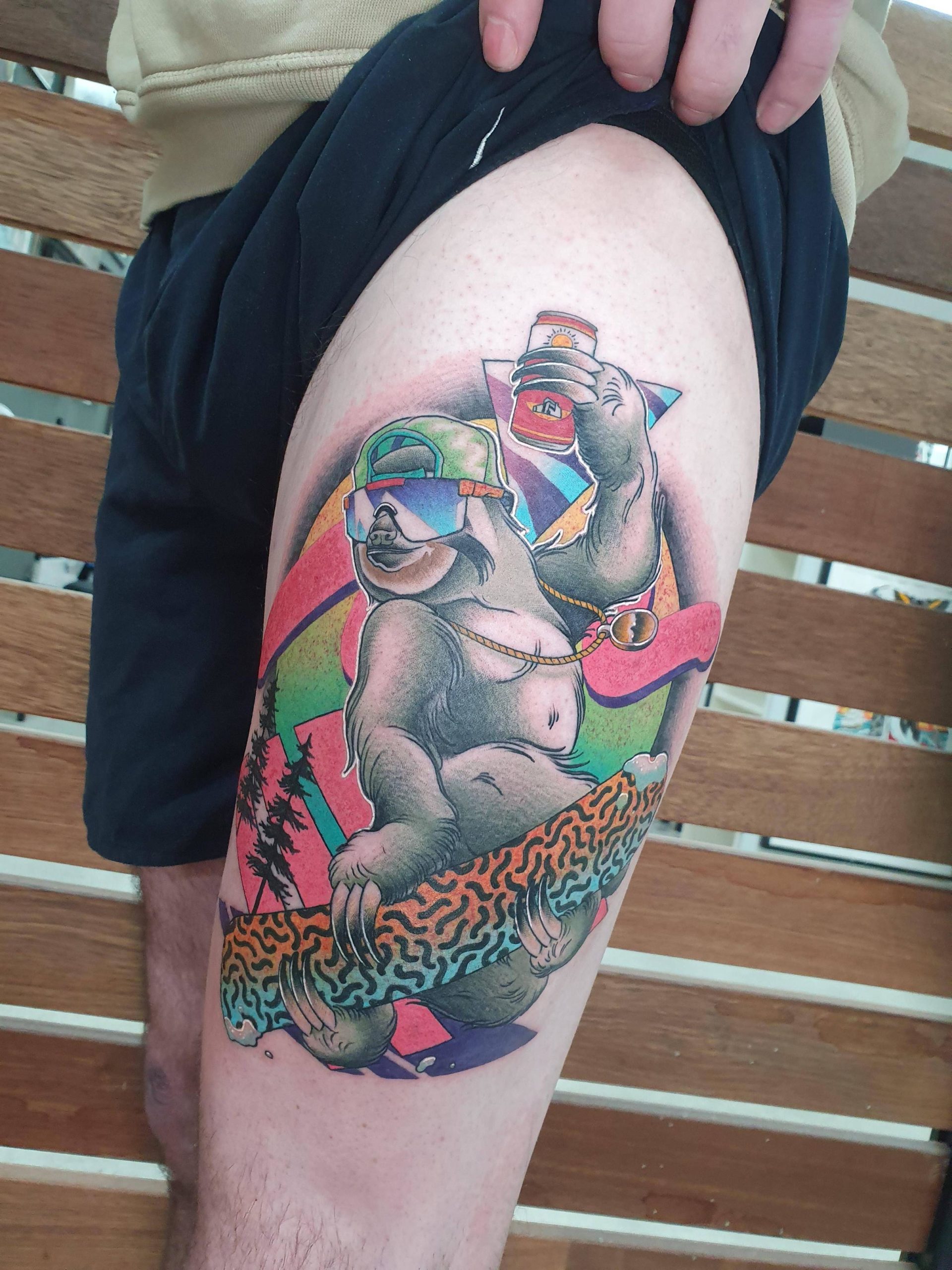 Snowboarding Sloth Tattoo